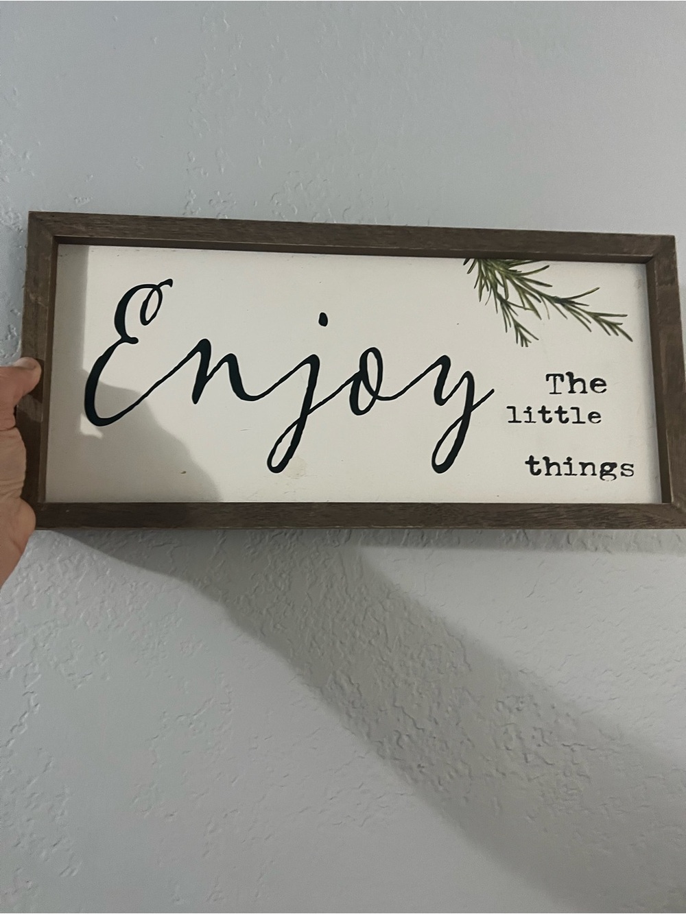Enjoy The Little Things Framed Wall Sign - White and Brown